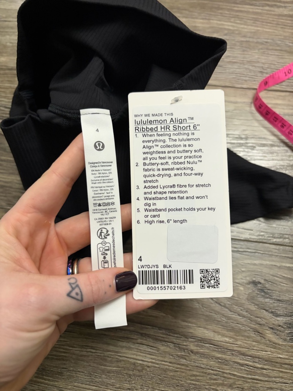 NWT Lululemon Align Ribbed High-Rise Short 6” (Black) Size 4 - Picture 2 of 7